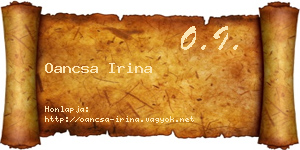 Oancsa Irina névjegykártya